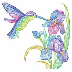 Rippled Hummingbirds And Flowers 2(Md) machine embroidery designs