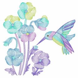 Rippled Hummingbirds And Flowers 2 10(Sm) machine embroidery designs