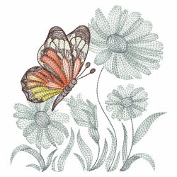 Sketched Flowers 4(Md) machine embroidery designs