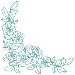 Redwork Flower Corner 07(Lg)