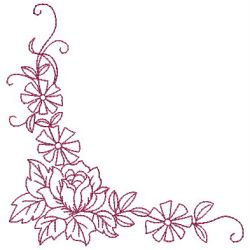 Redwork Flower Corner 09(Md) machine embroidery designs