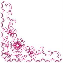 Redwork Flower Corner 2(Sm) machine embroidery designs