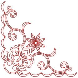 Redwork Flower Corner 2 06(Sm) machine embroidery designs