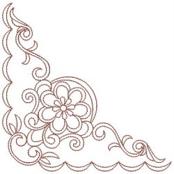 Redwork Flower Corner 2 09(Md) machine embroidery designs