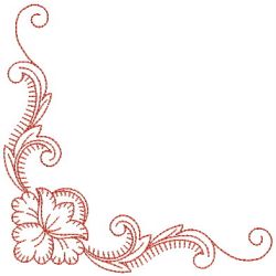 Redwork Flower Corner 3(Md) machine embroidery designs
