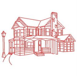 Redwork Houses 07(Md) machine embroidery designs