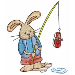 Fishing Bunnies 01 machine embroidery designs