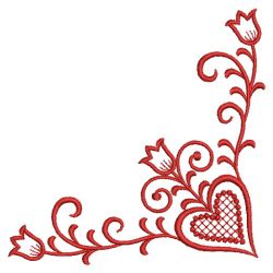Redwork Heart Corners 02(Sm) machine embroidery designs