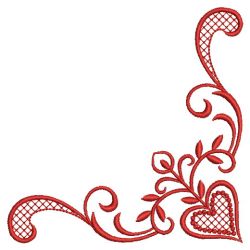Redwork Heart Corners 05(Lg) machine embroidery designs