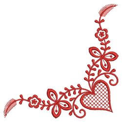 Redwork Heart Corners 08(Lg) machine embroidery designs