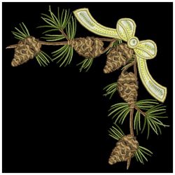 Christmas Pinecone Corners 01(Sm) machine embroidery designs