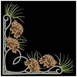 Christmas Pinecone Corners 07(Md) machine embroidery designs
