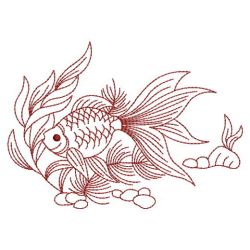 Redwork Goldfish 07(Md) machine embroidery designs