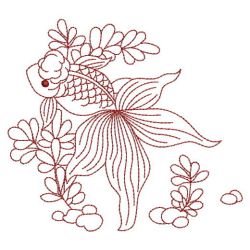 Redwork Goldfish 09(Md) machine embroidery designs