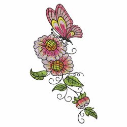Butterfly On Flowers 06(Md) machine embroidery designs