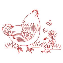 Redwork Chickens 02(Md) machine embroidery designs
