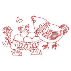Redwork Chickens 03(Lg) machine embroidery designs