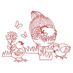 Redwork Chickens 04(Lg) machine embroidery designs