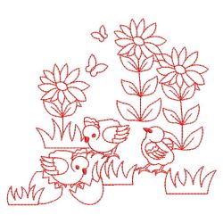 Redwork Chickens 06(Sm) machine embroidery designs