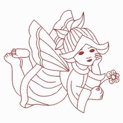 Redwork Flower Fairy 09(Lg)