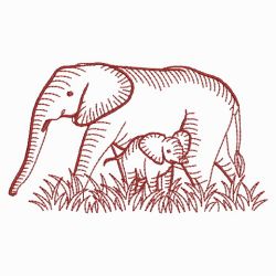 Redwork Elephants 02(Md) machine embroidery designs