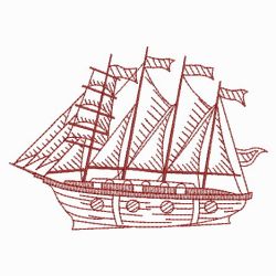 Redwork Ships 04(Lg) machine embroidery designs