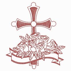 Redwork Rose Cross(Md) machine embroidery designs