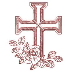 Redwork Rose Cross 02(Sm)