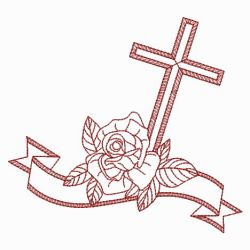 Redwork Rose Cross 04(Sm) machine embroidery designs