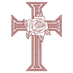 Redwork Rose Cross 06(Sm)