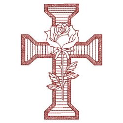 Redwork Rose Cross 07(Lg)