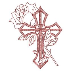 Redwork Rose Cross 08(Lg)