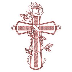 Redwork Rose Cross 10(Sm) machine embroidery designs