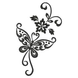 Blackwork Curly Butterfly 01(Lg) machine embroidery designs