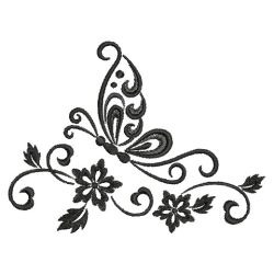 Blackwork Curly Butterfly 02(Md) machine embroidery designs