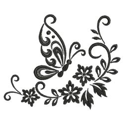 Blackwork Curly Butterfly 05(Lg)