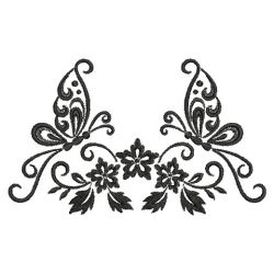 Blackwork Curly Butterfly 06(Lg)
