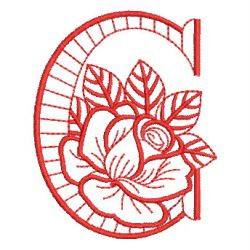 Redwork Rose Alphabets 03 machine embroidery designs