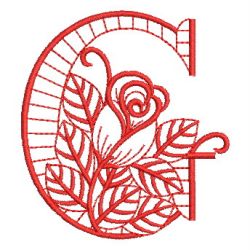 Redwork Rose Alphabets 07 machine embroidery designs