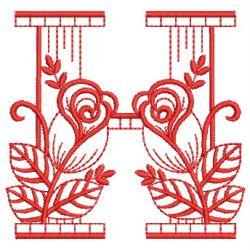 Redwork Rose Alphabets 08 machine embroidery designs