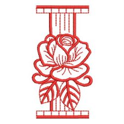 Redwork Rose Alphabets 09 machine embroidery designs