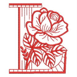 Redwork Rose Alphabets 12 machine embroidery designs