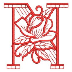 Redwork Rose Alphabets 14 machine embroidery designs