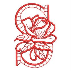 Redwork Rose Alphabets 19 machine embroidery designs