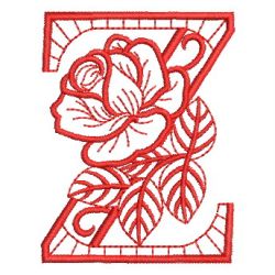 Redwork Rose Alphabets 26 machine embroidery designs