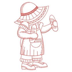 Redwork Sunbonnet Fun 07(Lg) machine embroidery designs