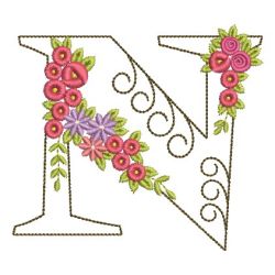 Floral Alphabet 14 machine embroidery designs