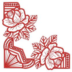 Redwork Rose Corners 04(Lg) machine embroidery designs