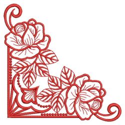 Redwork Rose Corners 05(Lg) machine embroidery designs