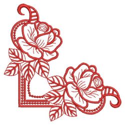 Redwork Rose Corners 07(Lg) machine embroidery designs
